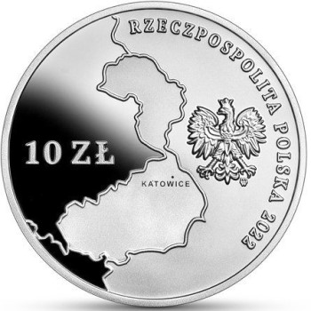 Awers monety 10-złotowej "100. rocznica powrotu części Górnego Śląska do Polski"